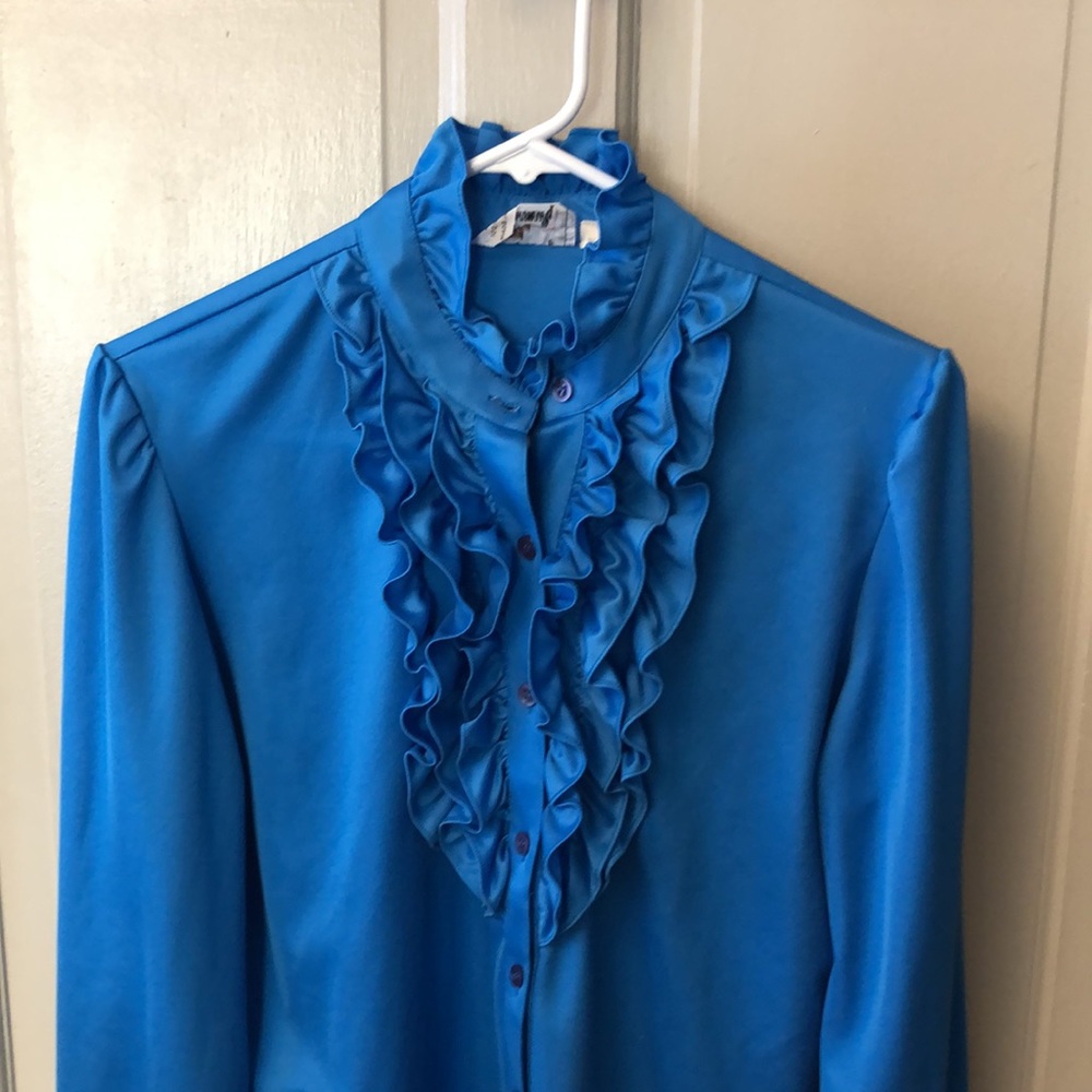 Vintage Polyester Ruffle Blouse.